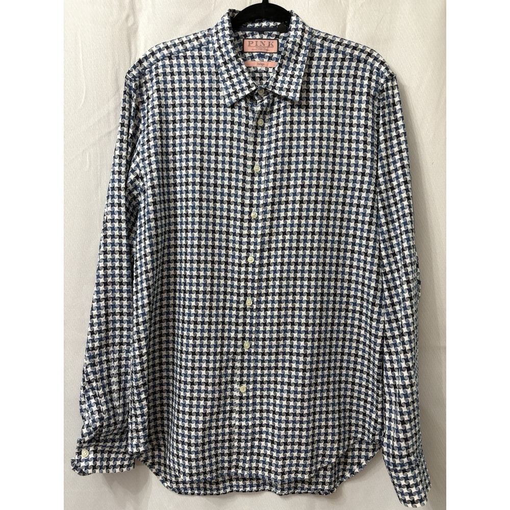Thomas Pink Mens Shirt Long Sleeve Indigo Size XL